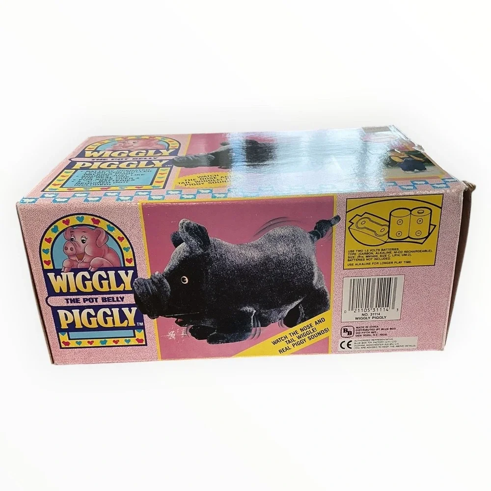 Wiggly‎ The Pot Belly Piggly Black Walking Pig Toy with Box Vintage
